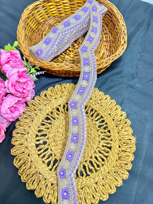 cut work lace border  Embroidery  with Golden Zari Work lehanga sare duppata – 9 Meters