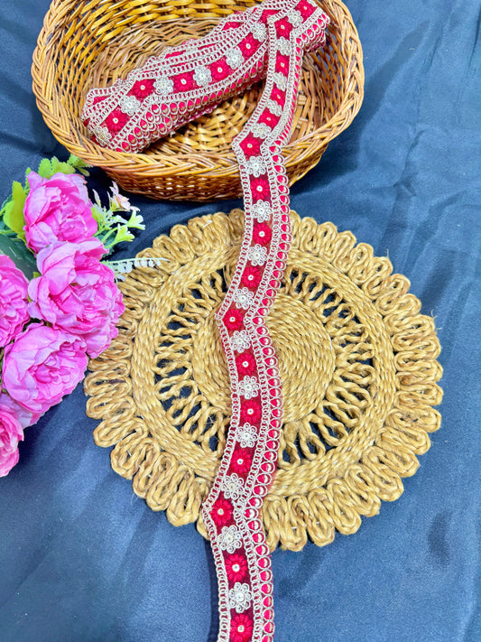 cut work lace border  Embroidery  with Golden Zari Work lehanga sare duppata – 9 Meters