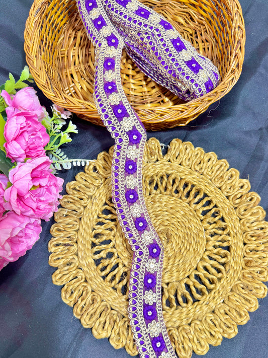 cut work lace border  Embroidery  with Golden Zari Work lehanga sare duppata – 9 Meters