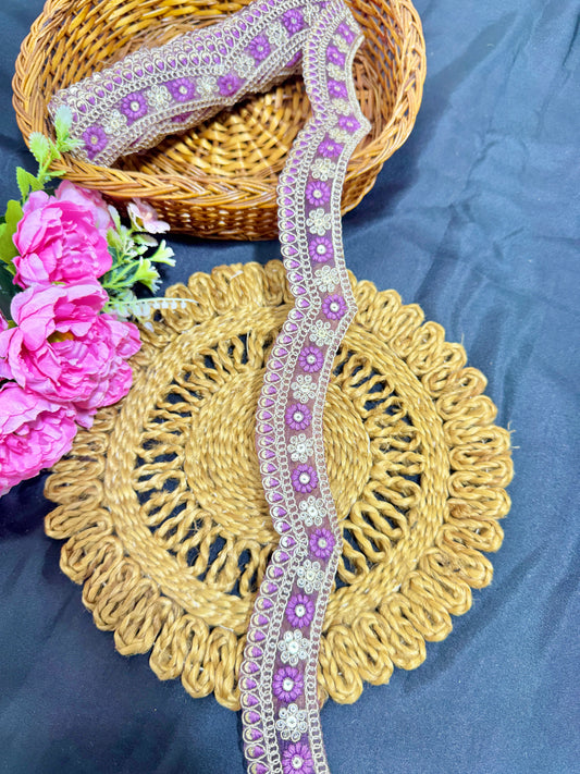 cut work lace border  Embroidery  with Golden Zari Work lehanga sare duppata – 9 Meters