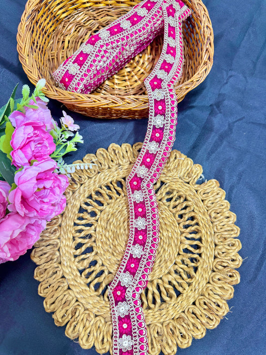 cut work lace border  Embroidery  with Golden Zari Work lehanga sare duppata – 9 Meters