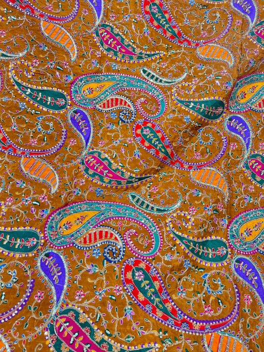 pure viscouse  natural crape luxury embroidery 44inch width