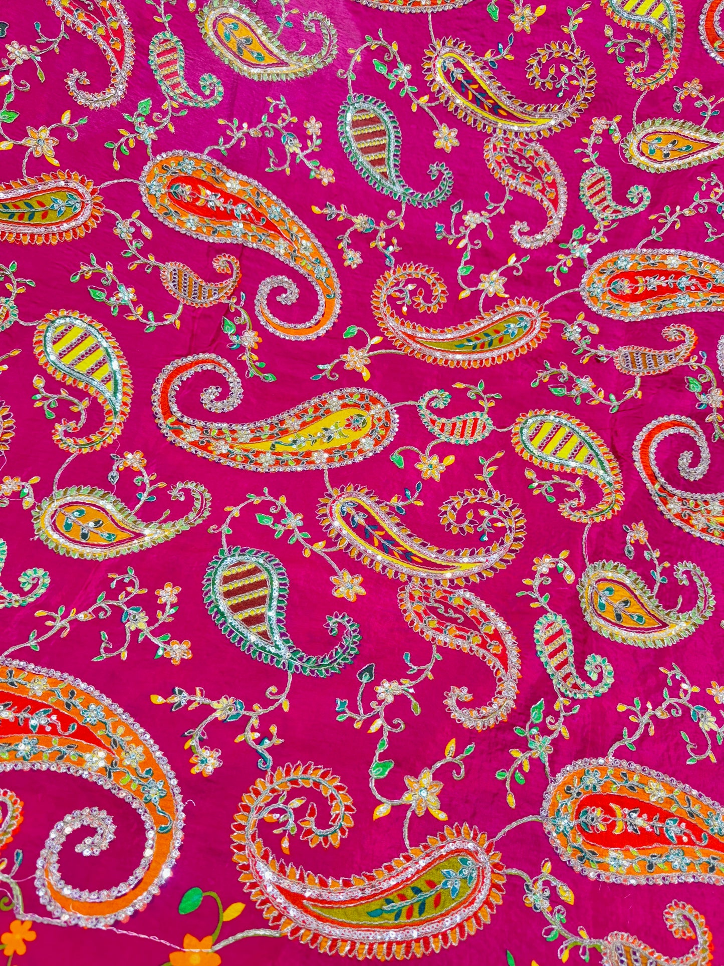 pure viscouse  natural crape luxury embroidery 44inch widthRANI  PINK