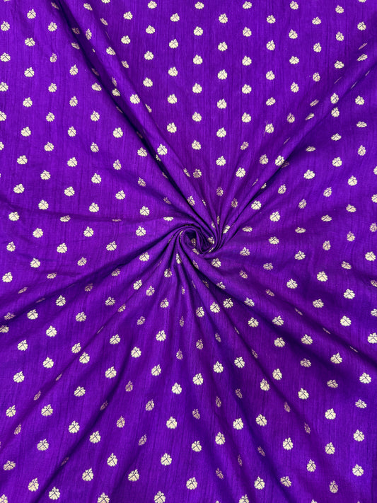 Golden Buti Work on PURPLE Fabric – Festive Wear Material