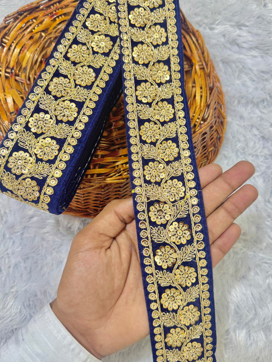 Luxury  🌸 flower Desing velvet fabrics with sequins work for lehanga dress blouse and etc pack of 9 meter