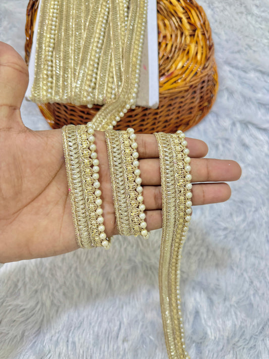 pulse fancy laceborder pack of 9 meter 1inch for sare, lehanga , dress, frock ,decor