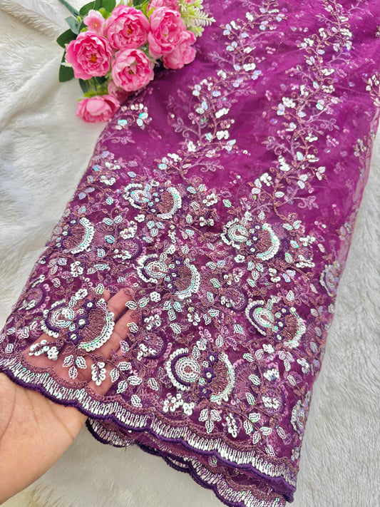 👗🥻Premium fancy 💫net coding work with sequins cut work border🥹for perfect dreamy outfits! 💕