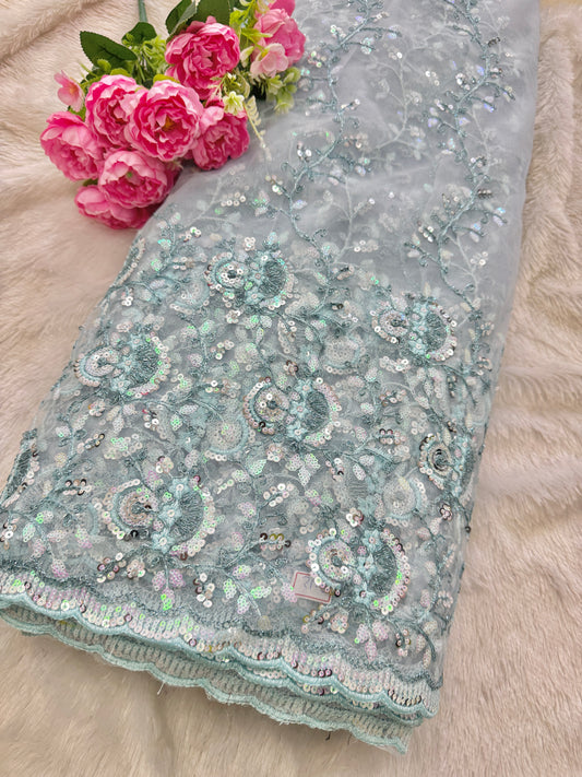 👗🥻Premium fancy 💫net coding work with sequins cut work border🥹for perfect dreamy outfits! 💕 44-45width