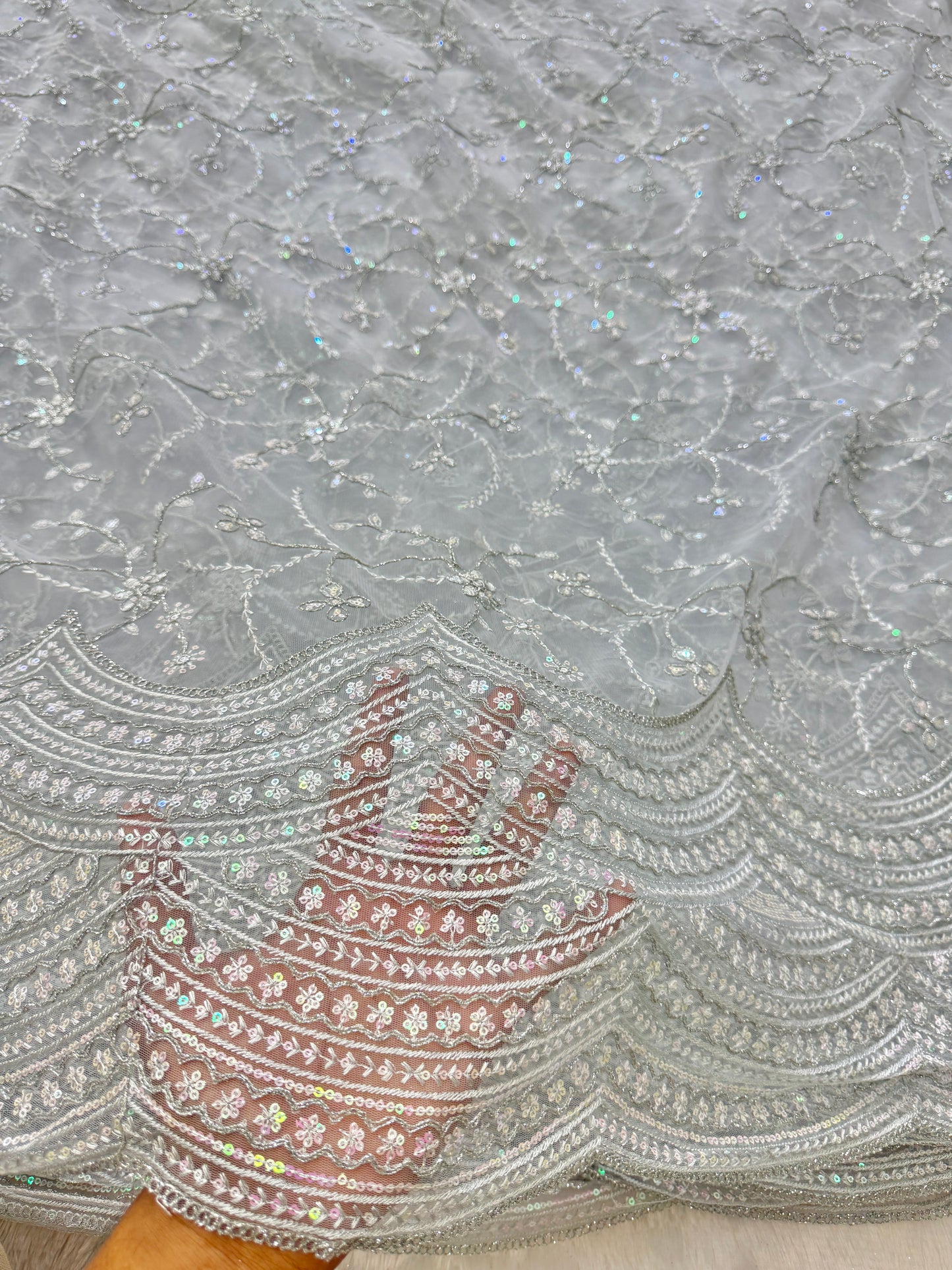 👗🥻Premium fancy 💫net coding work with sequins cut work border🥹for perfect dreamy outfits! 💕 44-45 inch width