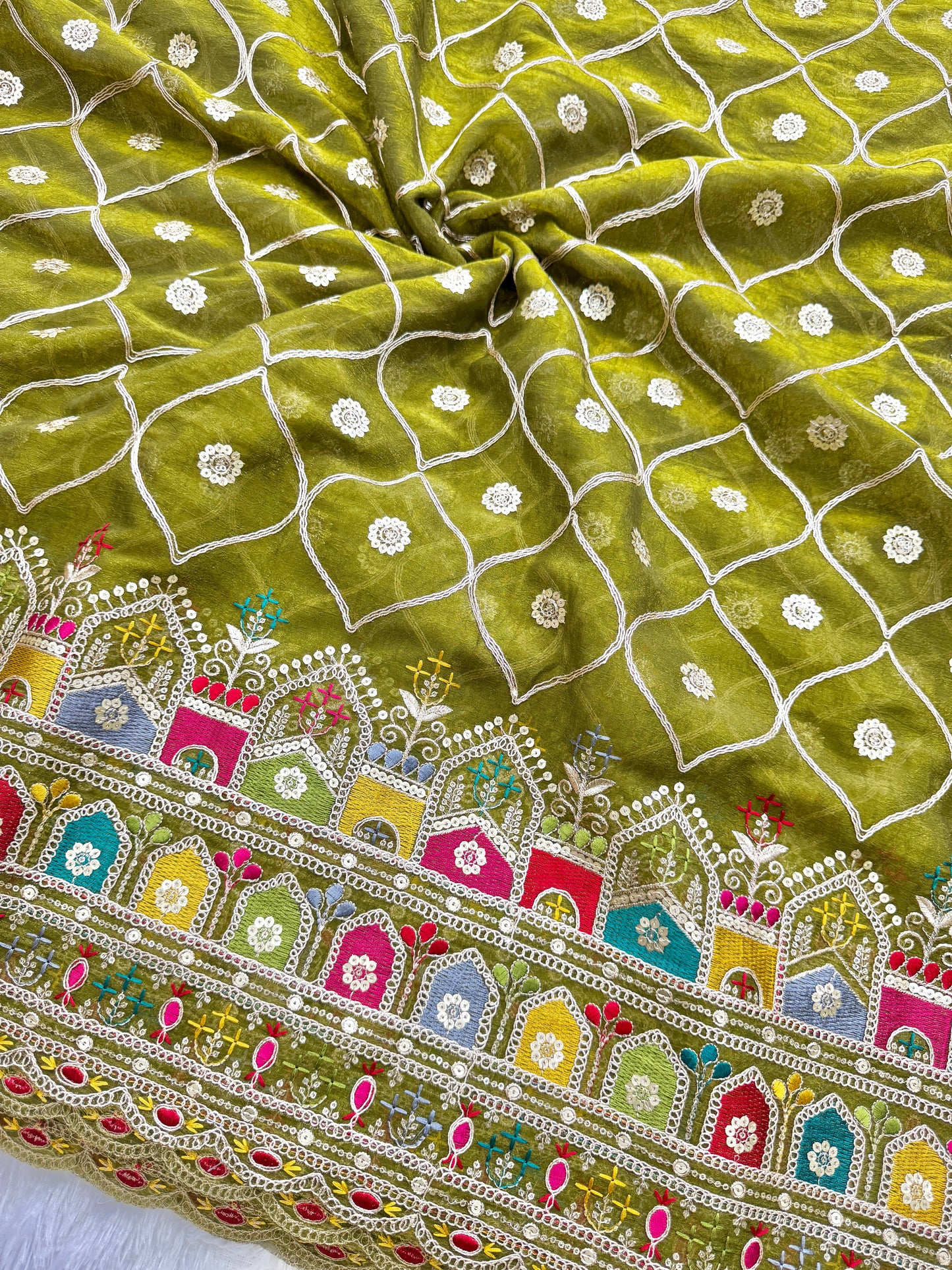 Beautiful Fendy fabrics with multi embroidery work 🎨44inch width