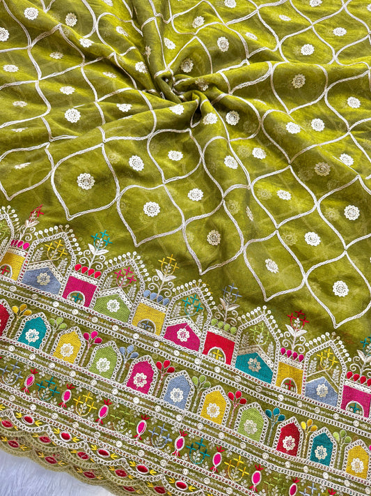 Beautiful Fendy fabrics with multi embroidery work 🎨44inch width