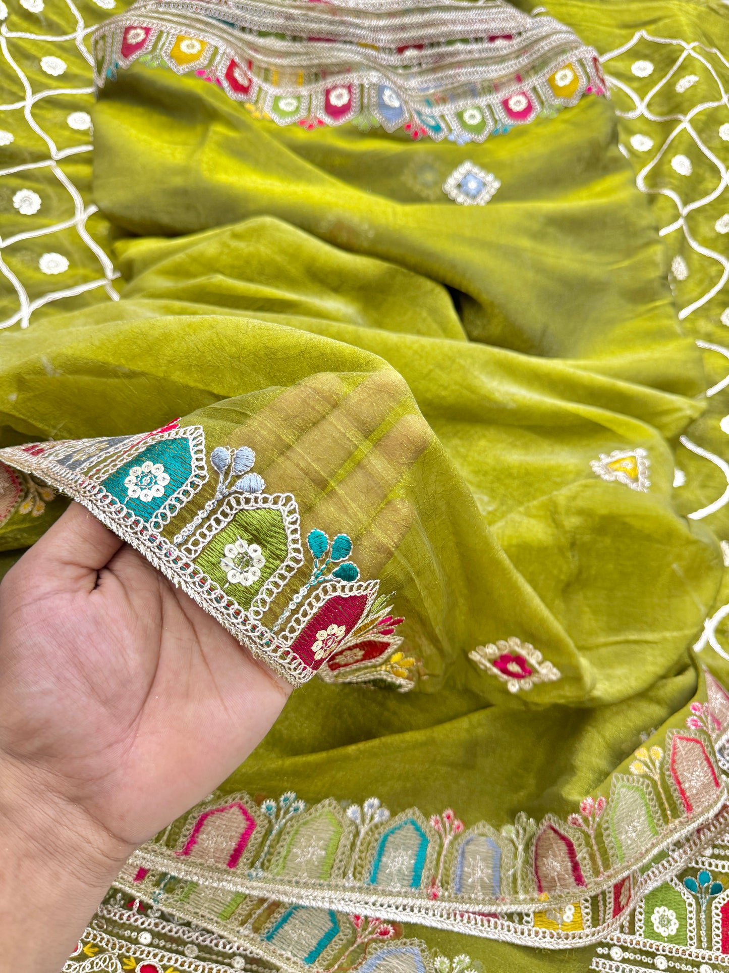 Beautiful Fendy fabrics with multi embroidery work 🎨44inch width