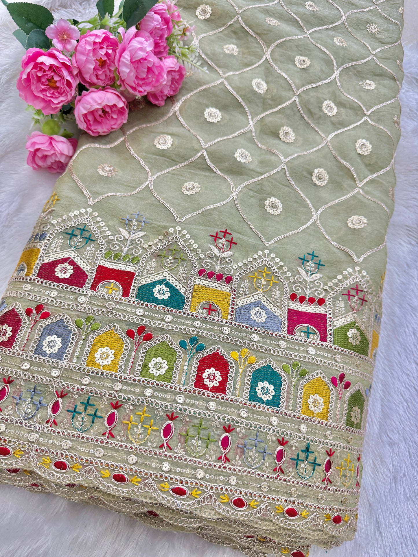 Beautiful Fendy fabrics with multi embroidery work 🎨44inch width