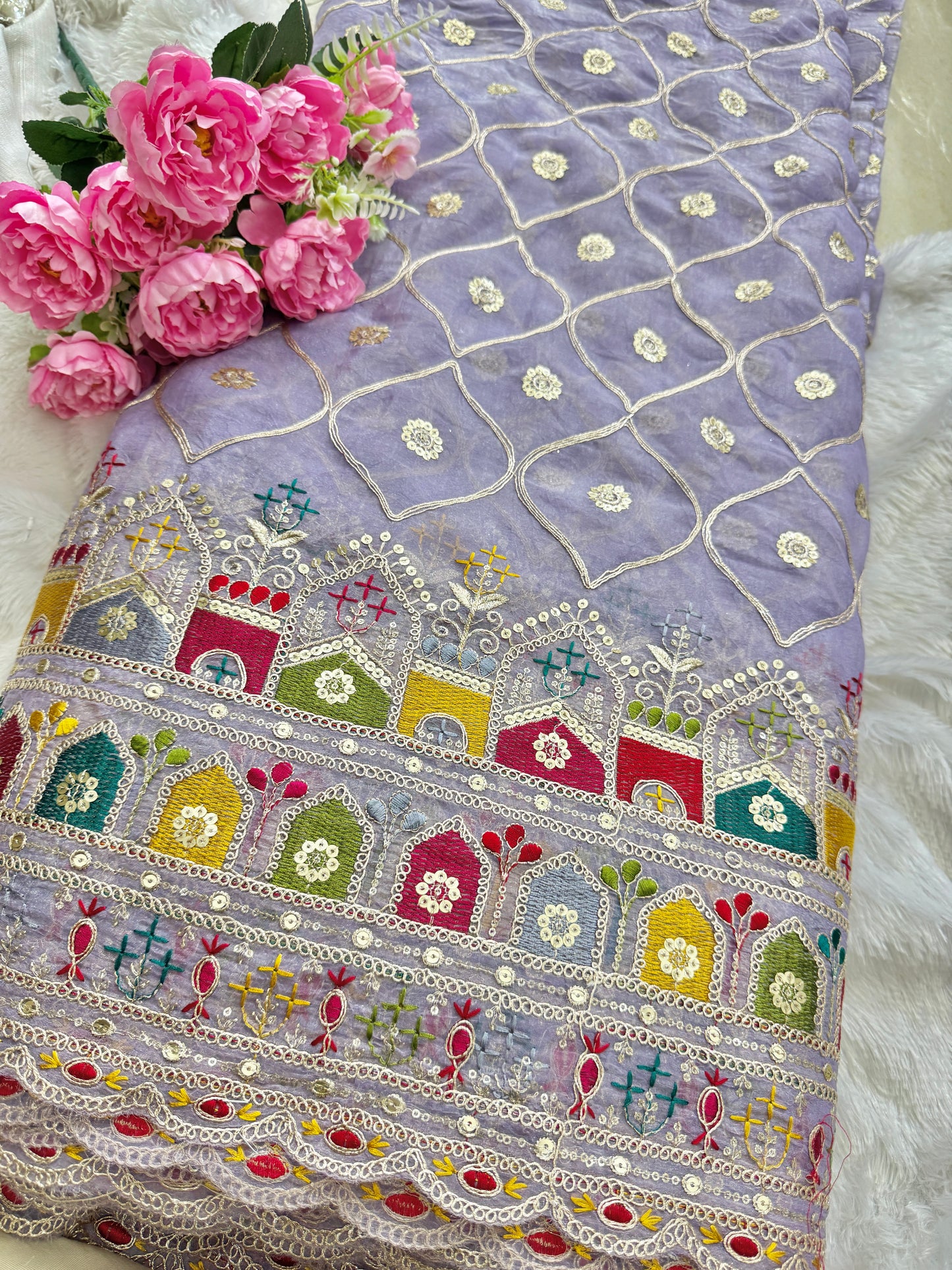 Beautiful Fendy fabrics with multi embroidery work 🎨44inch width