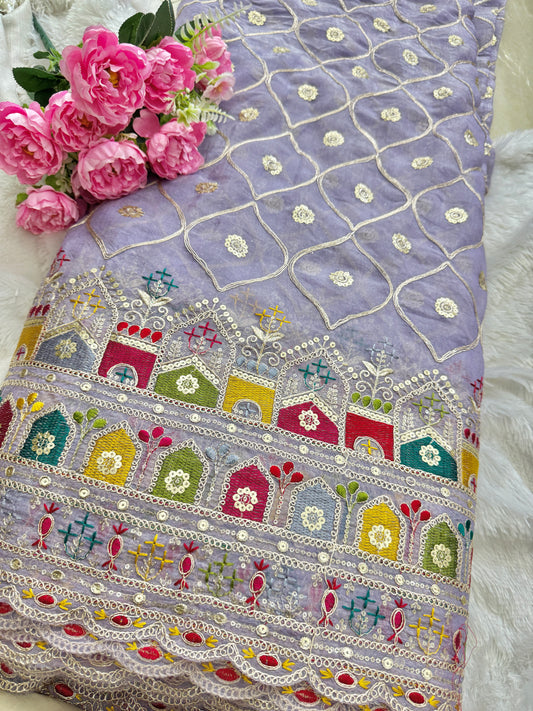 Beautiful Fendy fabrics with multi embroidery work 🎨44inch width