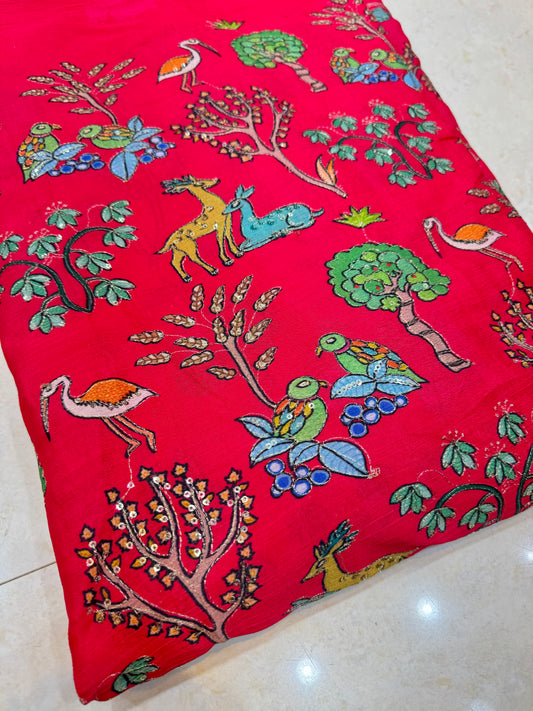 Pure All Over Pen Kalamkari Position Work 45 Inch Width