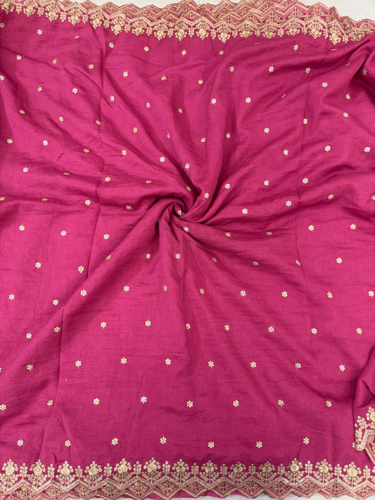 Vichitra Fabrics Boti 2 Side Zik Zak Border 44 Inch Width