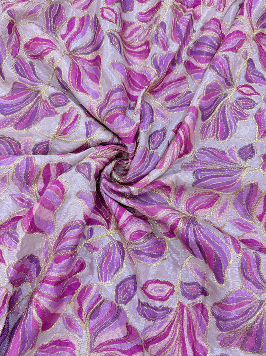 Bold Bloom Sequin Embroidered Chenon Fabric