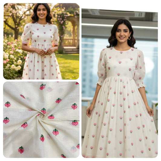 👗Kora cotton with embroidery 💐 44inch width trendy peplum tops